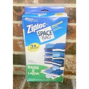 Ziploc Space Bag 3X Storage 2-Lrg, 1-Travel Airtight, Waterproof, Reusable